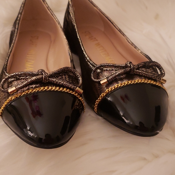 NEW Stuart Weitzman Gabby Chain-Link Leather flat Size 5.5 - Picture 4 of 12